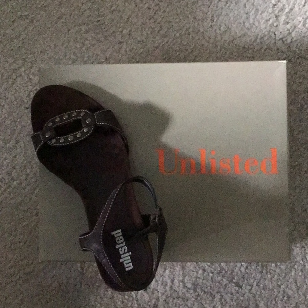 Brown wedge sandal, not leather